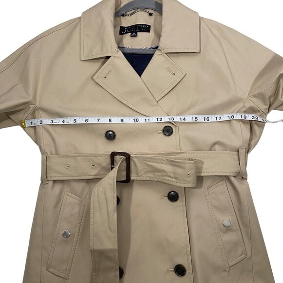J.Crew Womens Double-Breasted Belted short Trench Coat XS Beige Cotton Outerwear - Picture 9 of 11